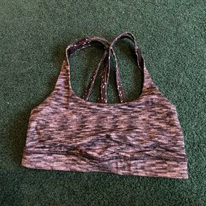 lululemon heathered black/white sports bra size 2